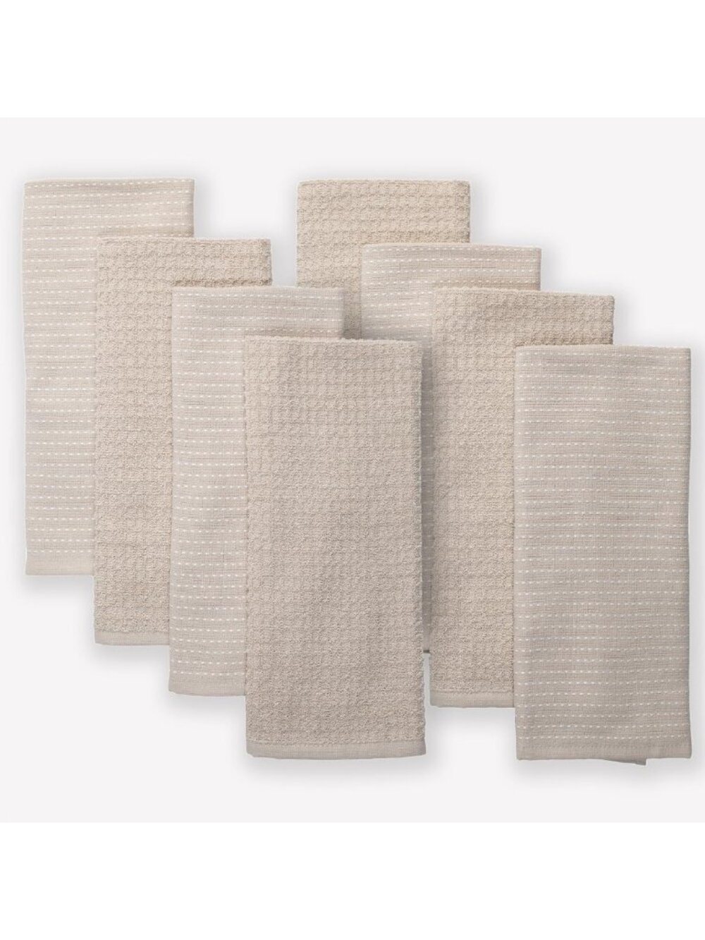 100% Cotton Turkish Kitchen Hand Towel Set - Flax Color, 8 Pack, Soft